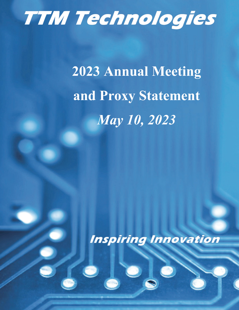 TTM Techonologies - 2023 Annual Meeting and Proxy Statment cover page